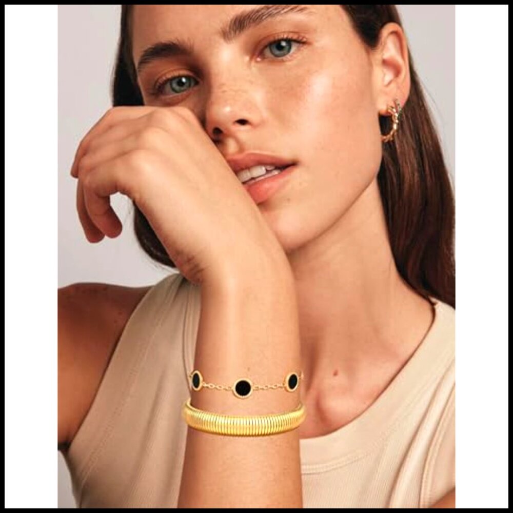 Gold Plated Stackable Bracelets Set Stainless Ste… - image 2